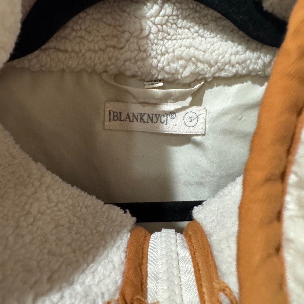 Blank NYC Cream, Orange, and Green Puffer Jacket| Teddy| Sherpa| - Picture 3 of 4